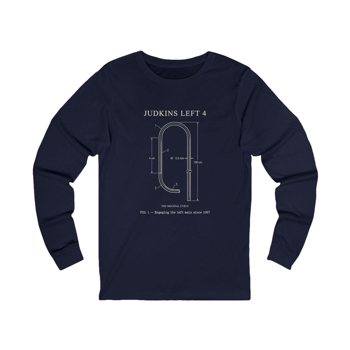 Cardiology Diagram Long Sleeve Tee — 'Judkins Left 4' Technical Heart Design