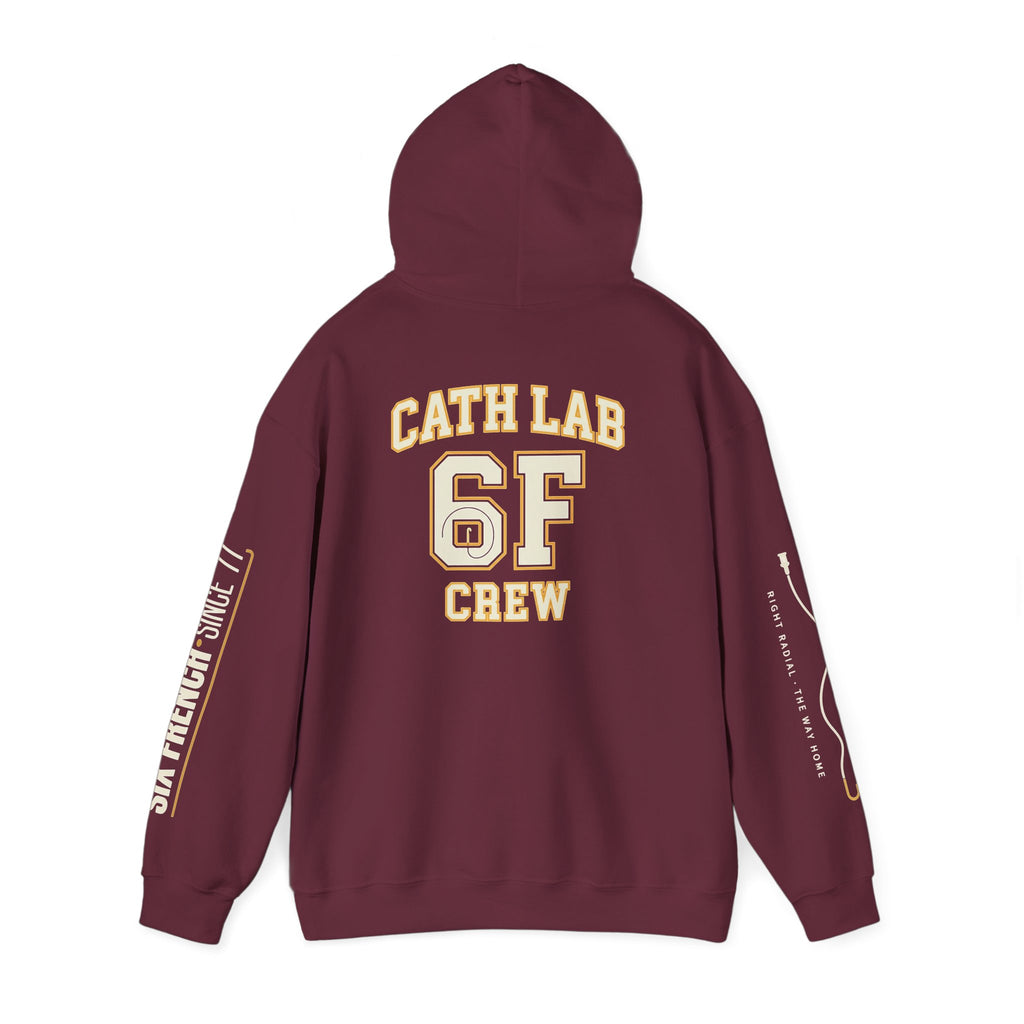 Cat Lab Crew Hoodie — Vintage Varsity Pullover with 6F Logo