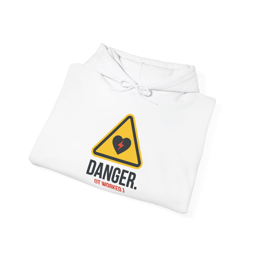 Hoodie — “Danger (Got Shocked)” Medical Humor Pullover