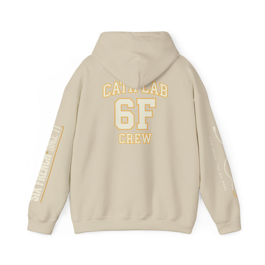 Cat Lab Crew Hoodie — Vintage Varsity Pullover with 6F Logo