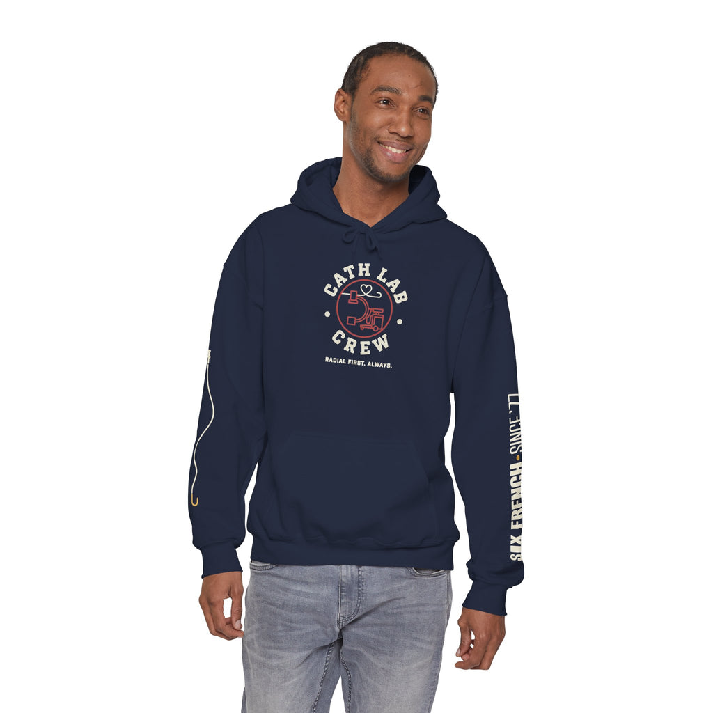 Cat Lab Crew Hoodie — Vintage Varsity Pullover with 6F Logo