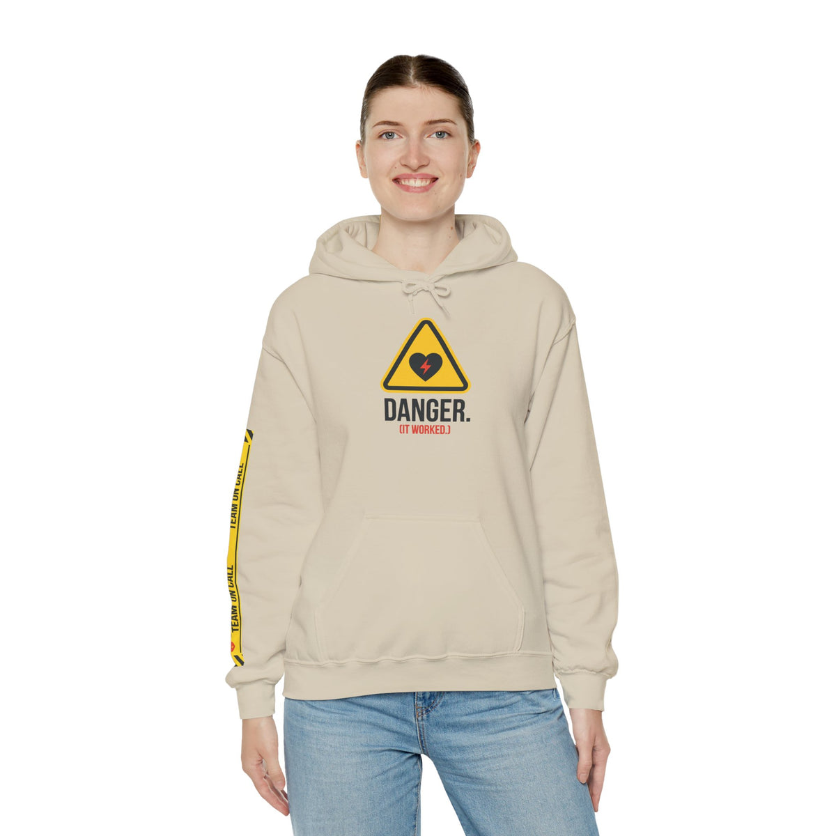 Hoodie — “Danger (Got Shocked)” Medical Humor Pullover