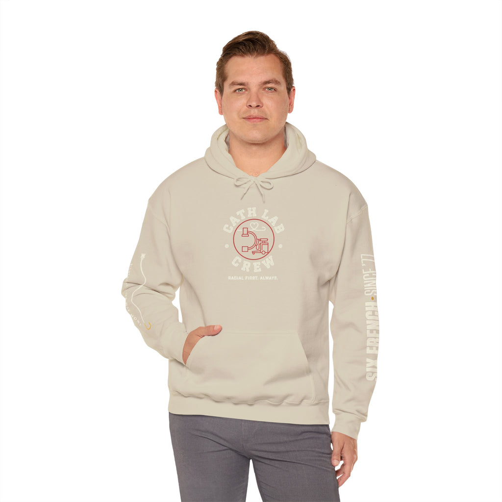 Cat Lab Crew Hoodie — Vintage Varsity Pullover with 6F Logo