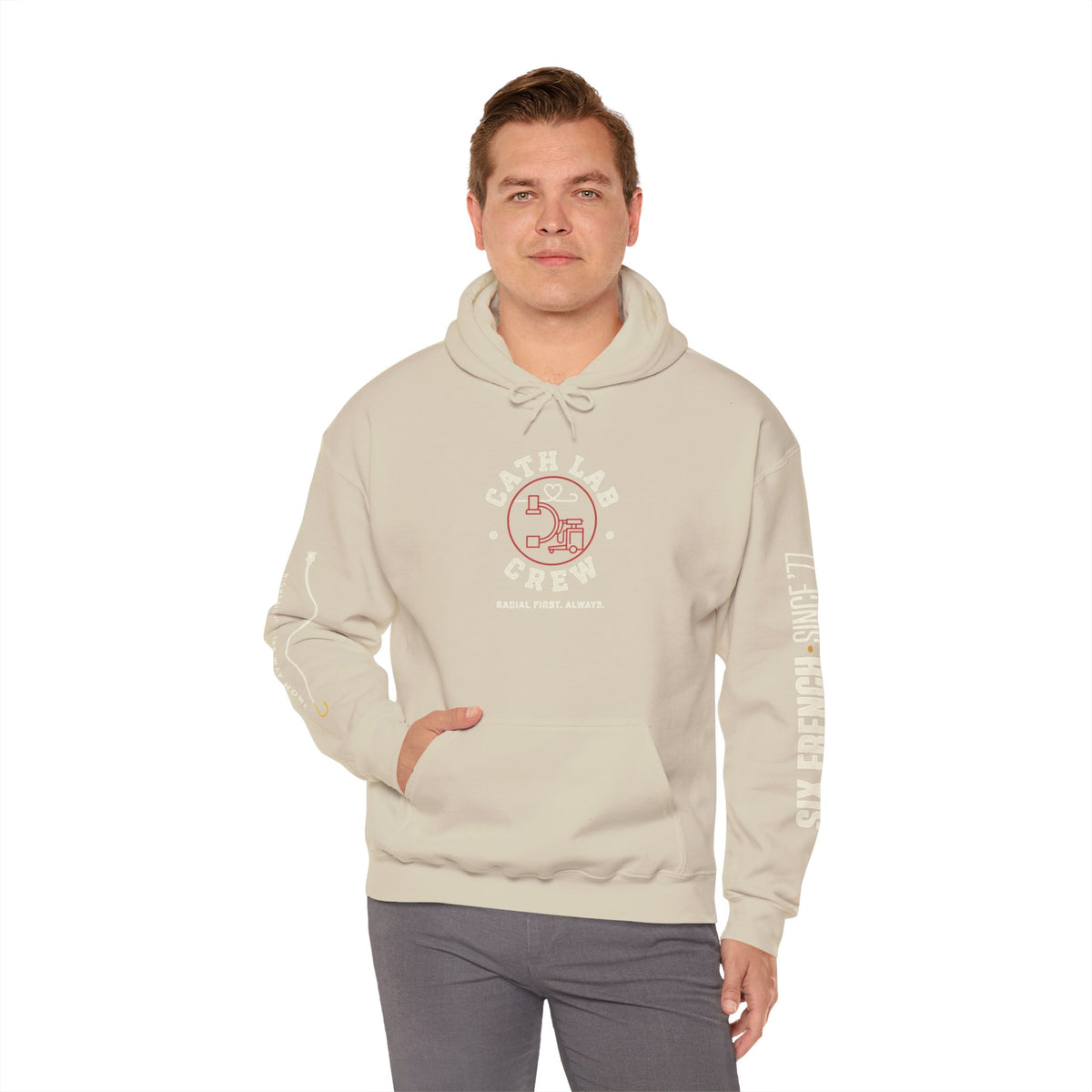 Cat Lab Crew Hoodie — Vintage Varsity Pullover with 6F Logo