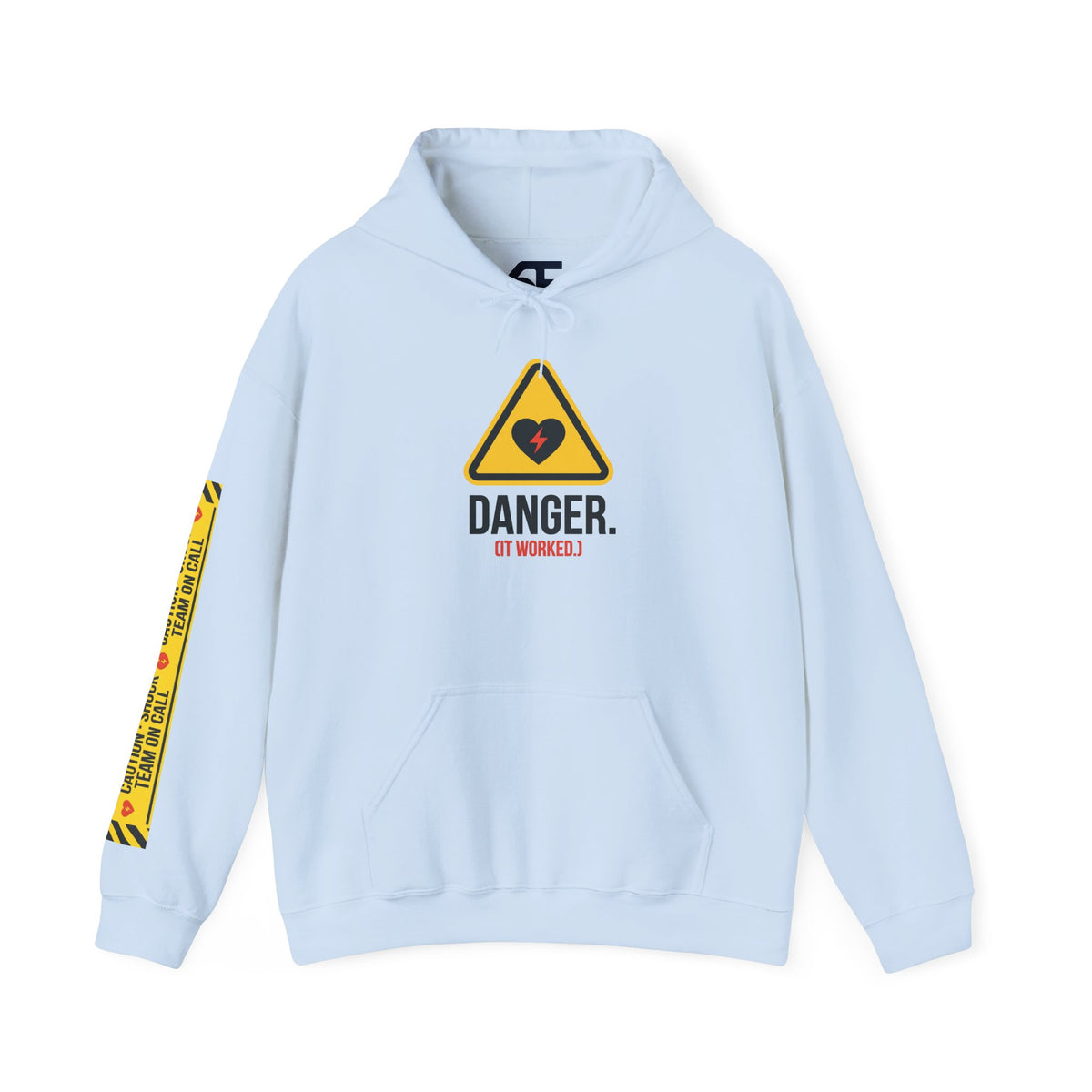 Hoodie — “Danger (Got Shocked)” Medical Humor Pullover