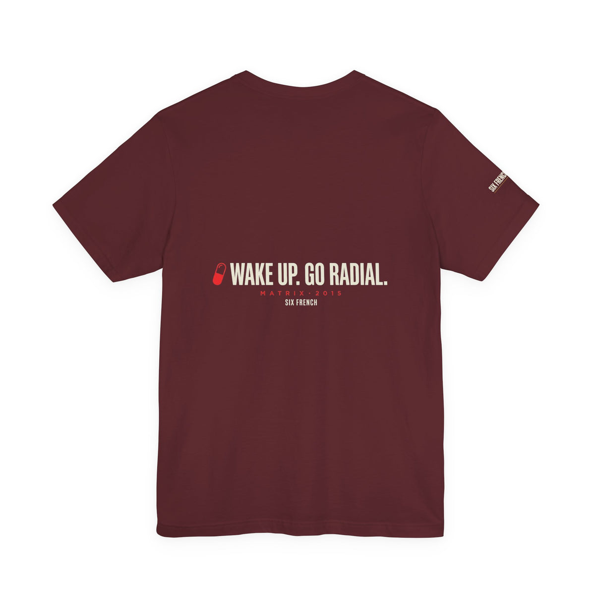 Pill Pair Graphic Tee — Red & Blue Capsule Minimalist T‑Shirt