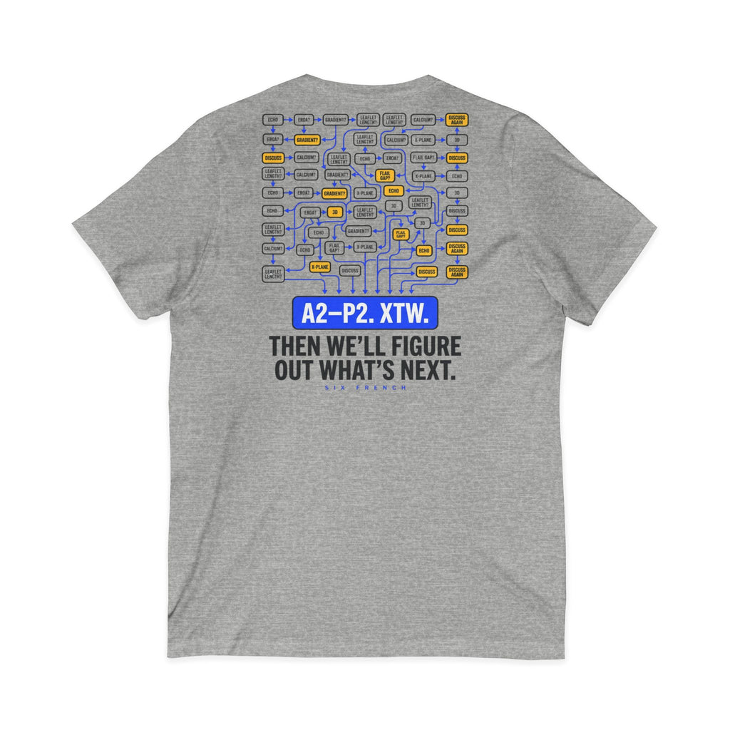 A2–P2 XTW V‑Neck Tee — Aviation/Flight Deck Flowchart Shirt