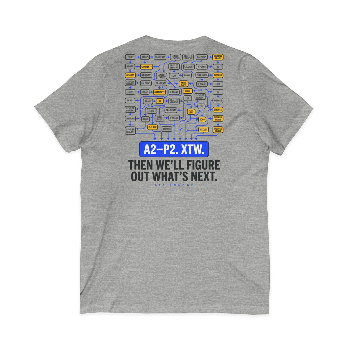 A2–P2 XTW V‑Neck Tee — Aviation/Flight Deck Flowchart Shirt