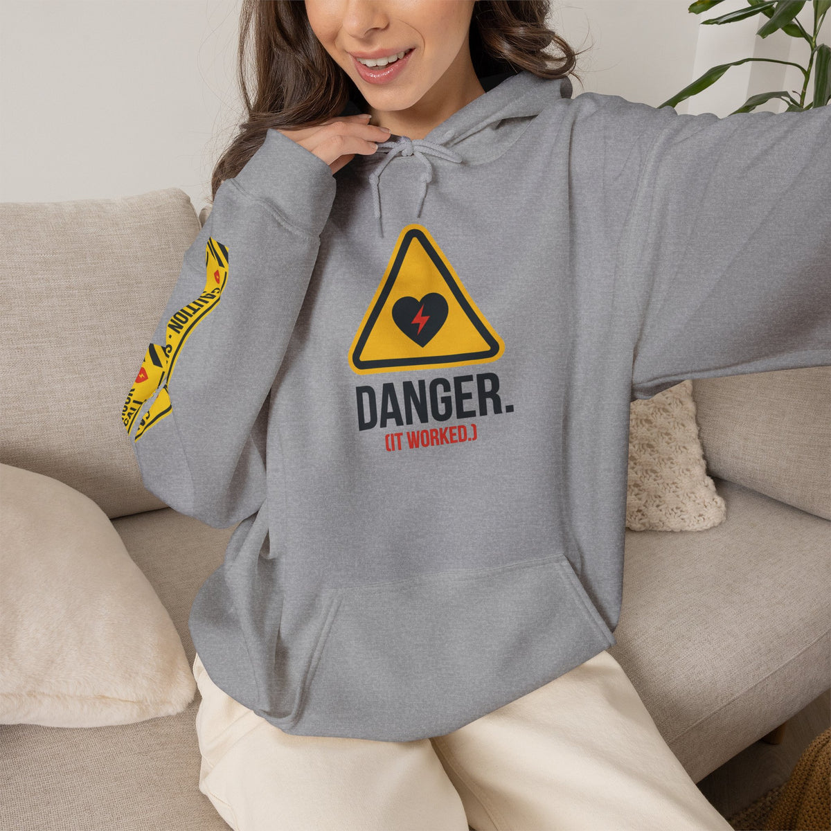 Hoodie — “Danger (Got Shocked)” Medical Humor Pullover
