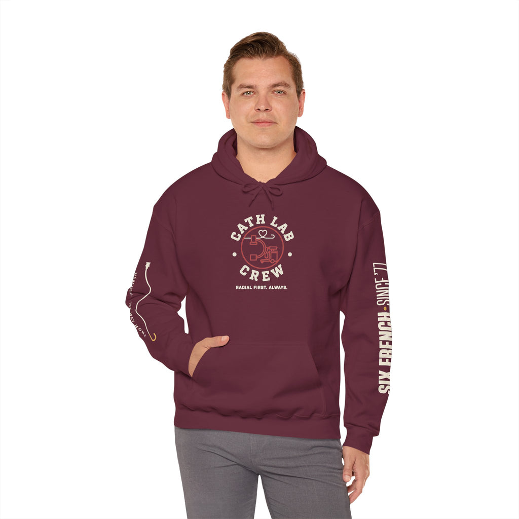 Cat Lab Crew Hoodie — Vintage Varsity Pullover with 6F Logo