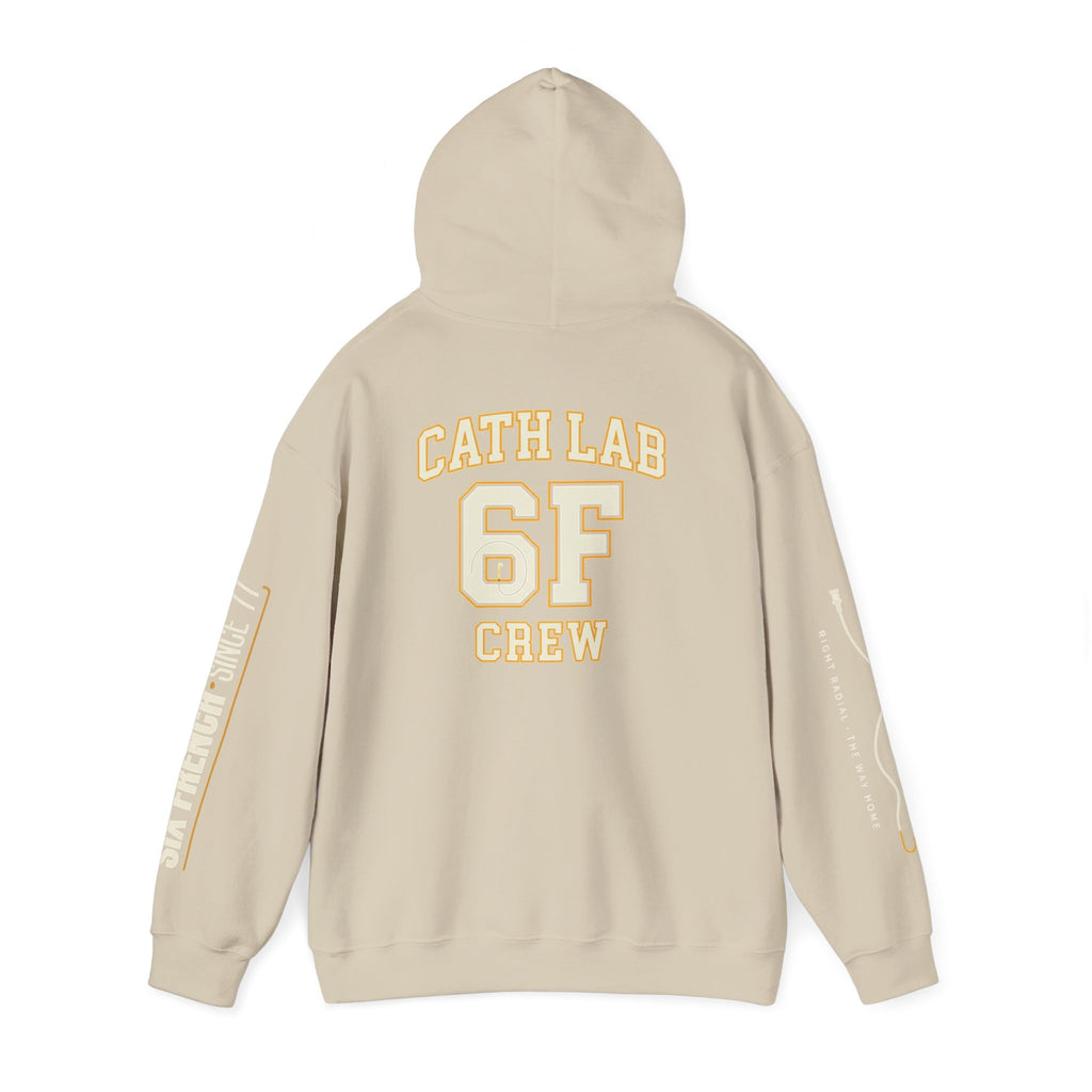 Cat Lab Crew Hoodie — Vintage Varsity Pullover with 6F Logo