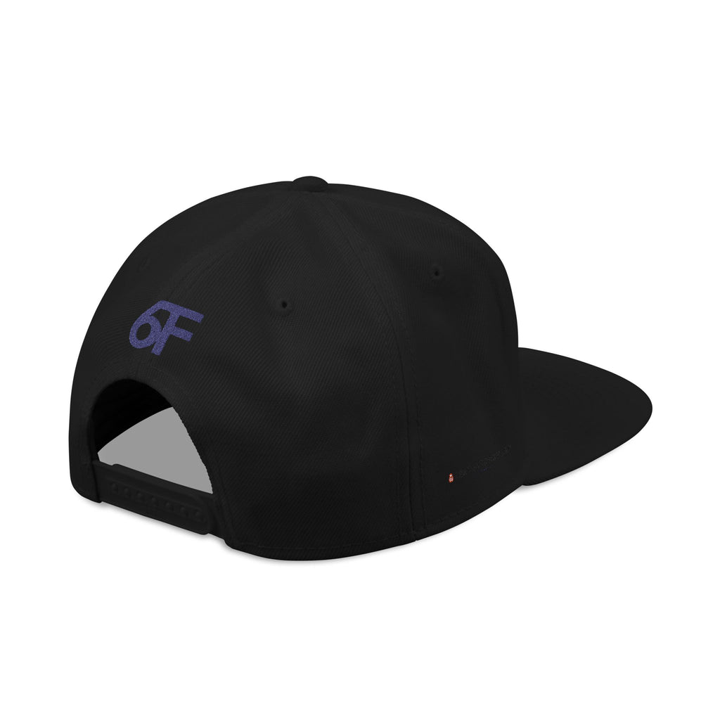 Embroidered Black Snapback Hat — Minimal Flat-Brim Streetwear Cap