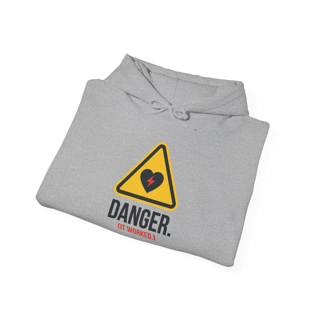 Hoodie — “Danger (Got Shocked)” Medical Humor Pullover