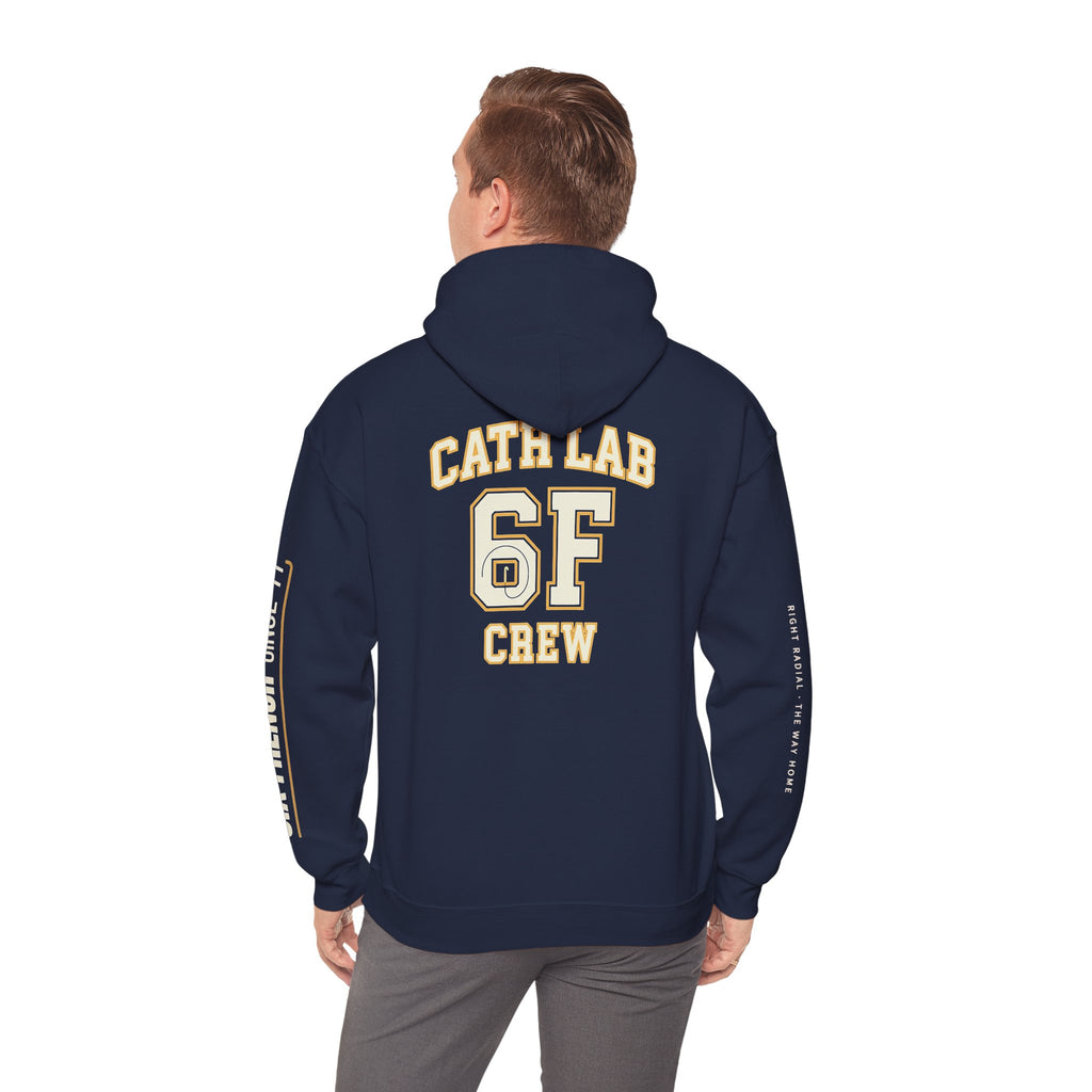 Cat Lab Crew Hoodie — Vintage Varsity Pullover with 6F Logo