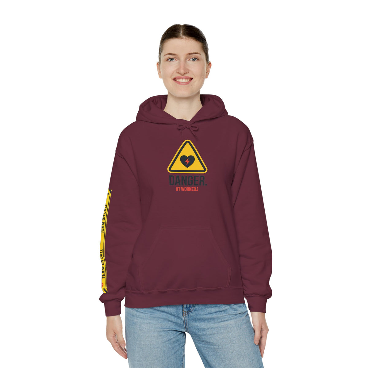 Hoodie — “Danger (Got Shocked)” Medical Humor Pullover