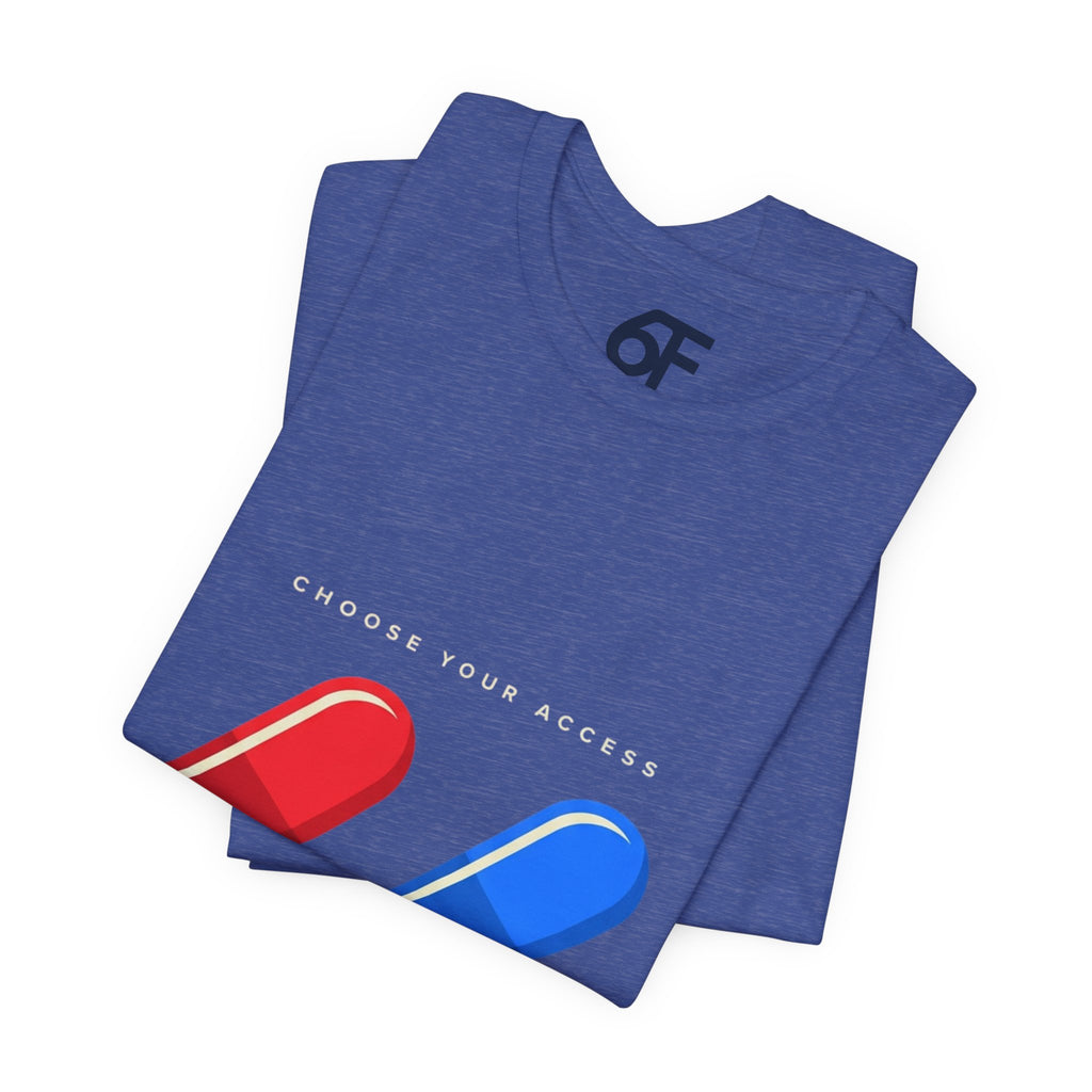 Pill Pair Graphic Tee — Red & Blue Capsule Minimalist T‑Shirt