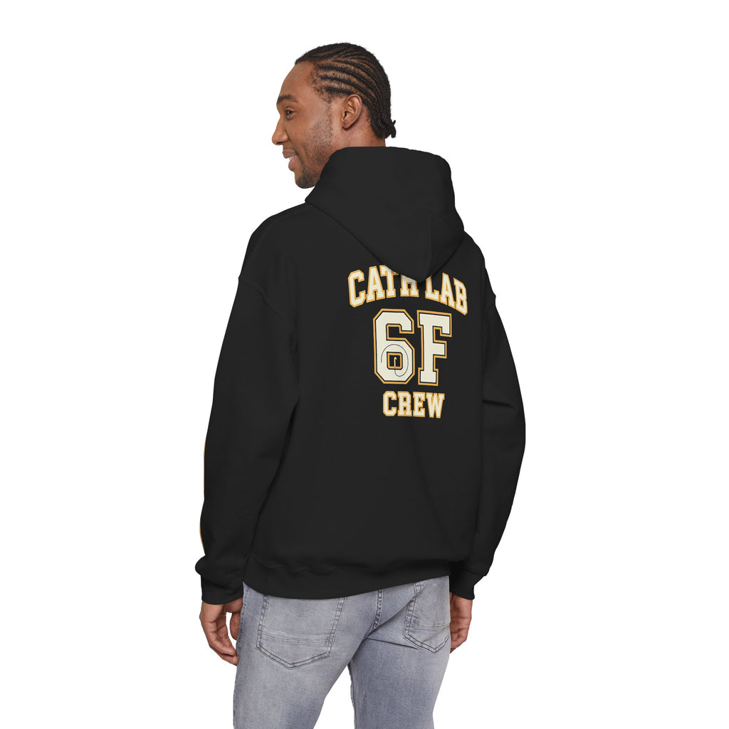 Cat Lab Crew Hoodie — Vintage Varsity Pullover with 6F Logo