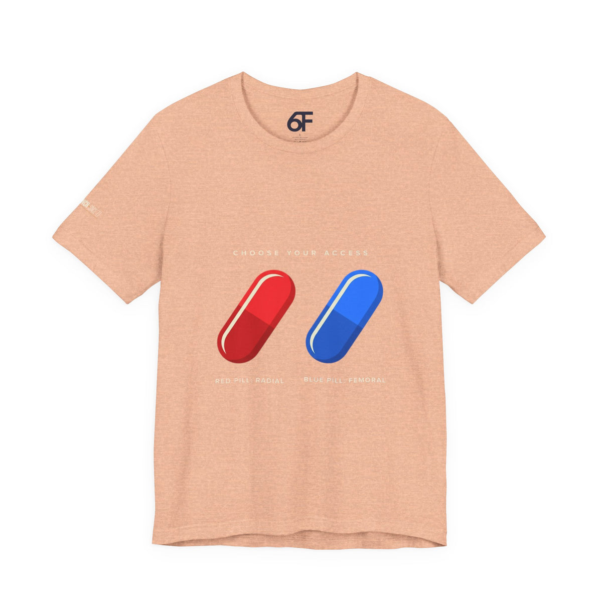 Pill Pair Graphic Tee — Red & Blue Capsule Minimalist T‑Shirt