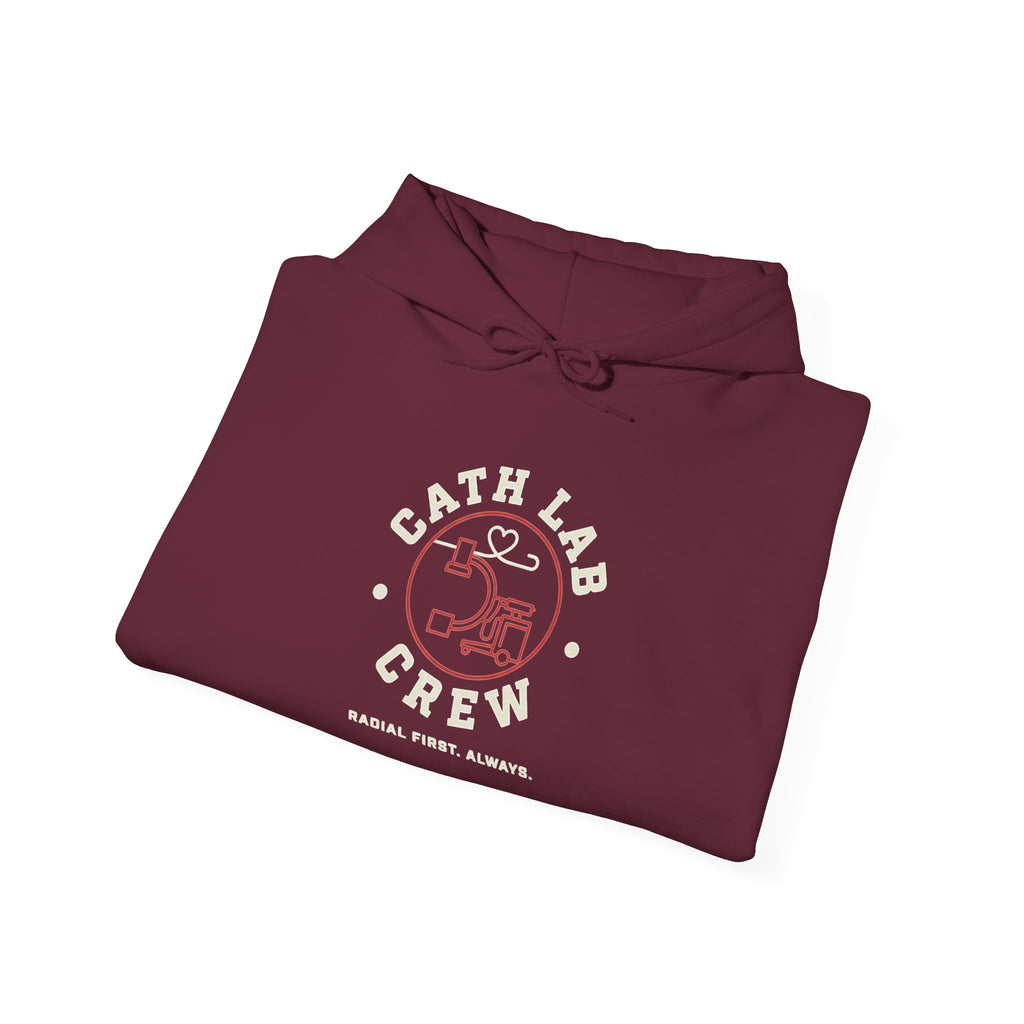 Cat Lab Crew Hoodie — Vintage Varsity Pullover with 6F Logo