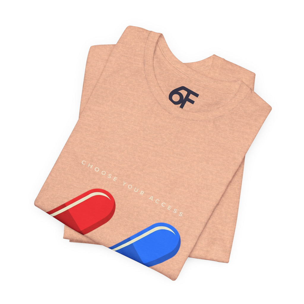 Pill Pair Graphic Tee — Red & Blue Capsule Minimalist T‑Shirt