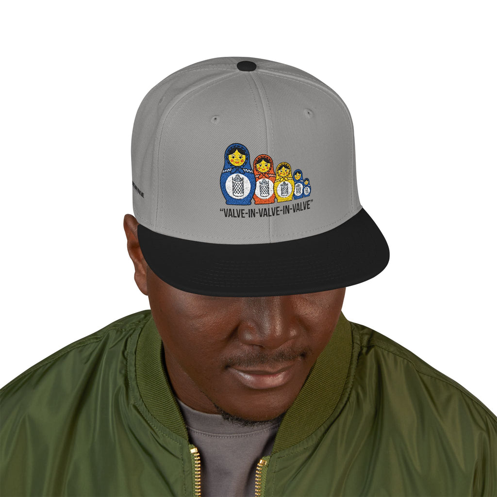 Embroidered Black Snapback Hat — Minimal Flat-Brim Streetwear Cap