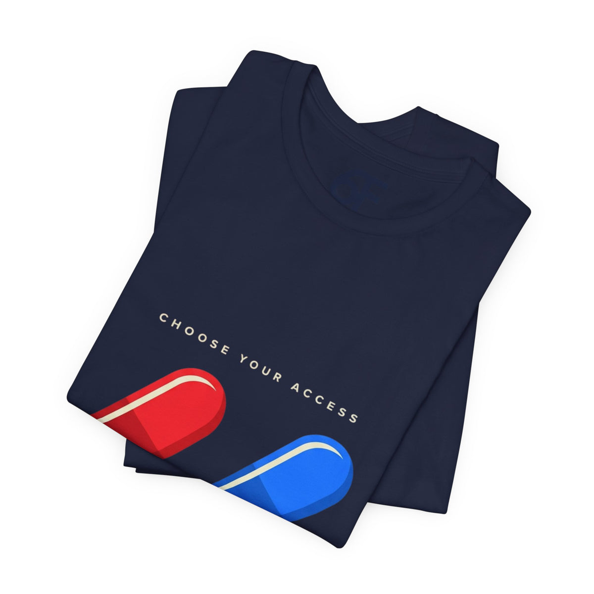 Pill Pair Graphic Tee — Red & Blue Capsule Minimalist T‑Shirt