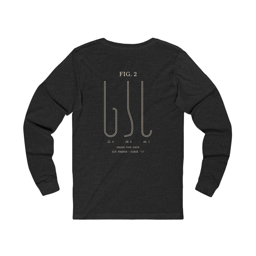 Cardiology Diagram Long Sleeve Tee — 'Judkins Left 4' Technical Heart Design