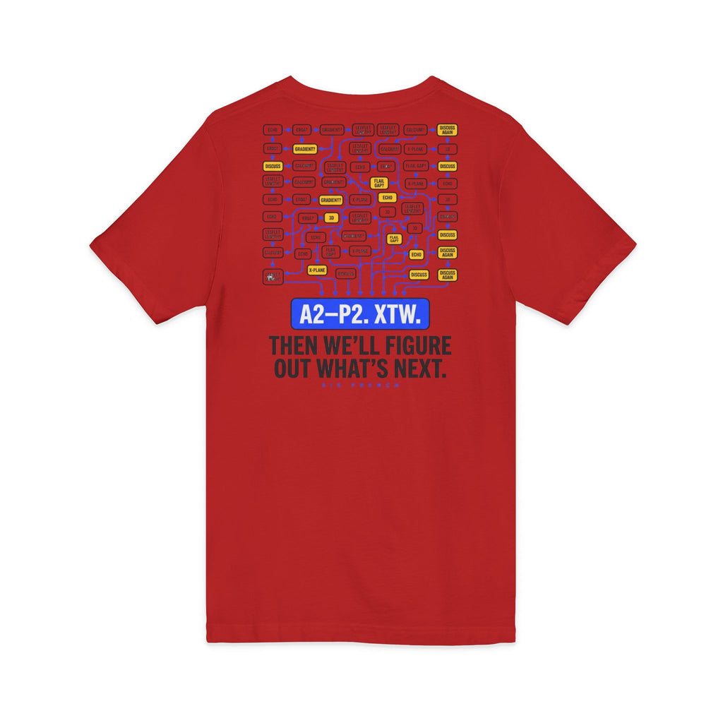 A2–P2 XTW V‑Neck Tee — Aviation/Flight Deck Flowchart Shirt