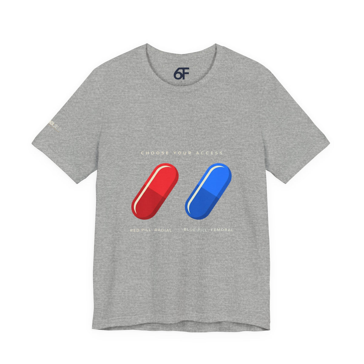 Pill Pair Graphic Tee — Red & Blue Capsule Minimalist T‑Shirt