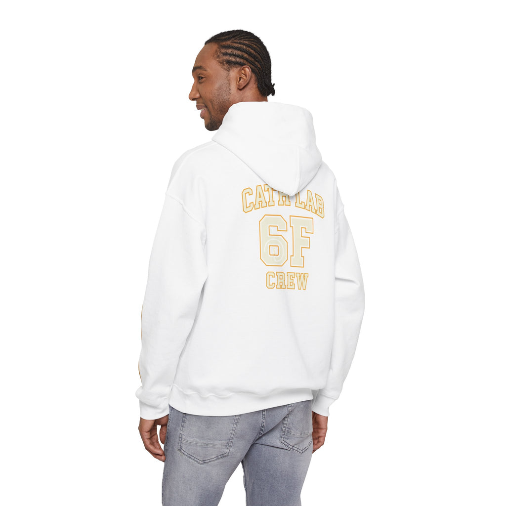 Cat Lab Crew Hoodie — Vintage Varsity Pullover with 6F Logo