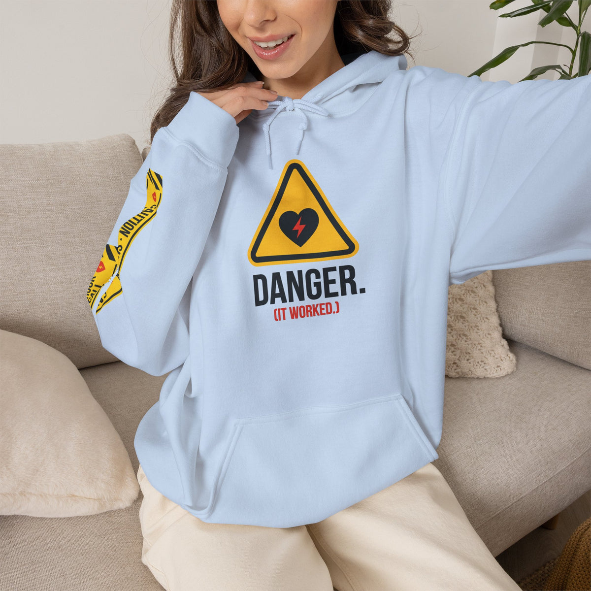 Hoodie — “Danger (Got Shocked)” Medical Humor Pullover