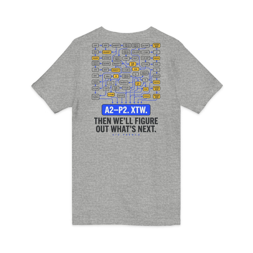 A2–P2 XTW V‑Neck Tee — Aviation/Flight Deck Flowchart Shirt