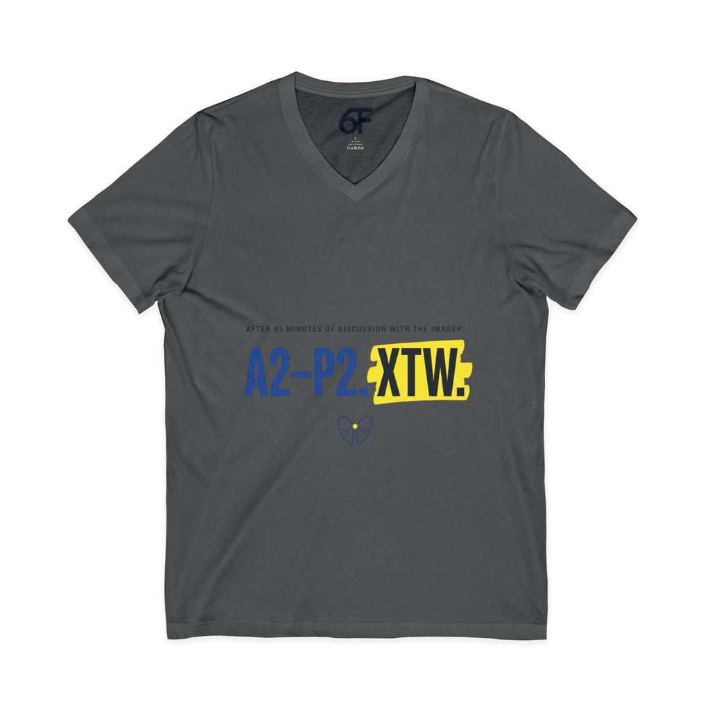 A2–P2 XTW V‑Neck Tee — Aviation/Flight Deck Flowchart Shirt