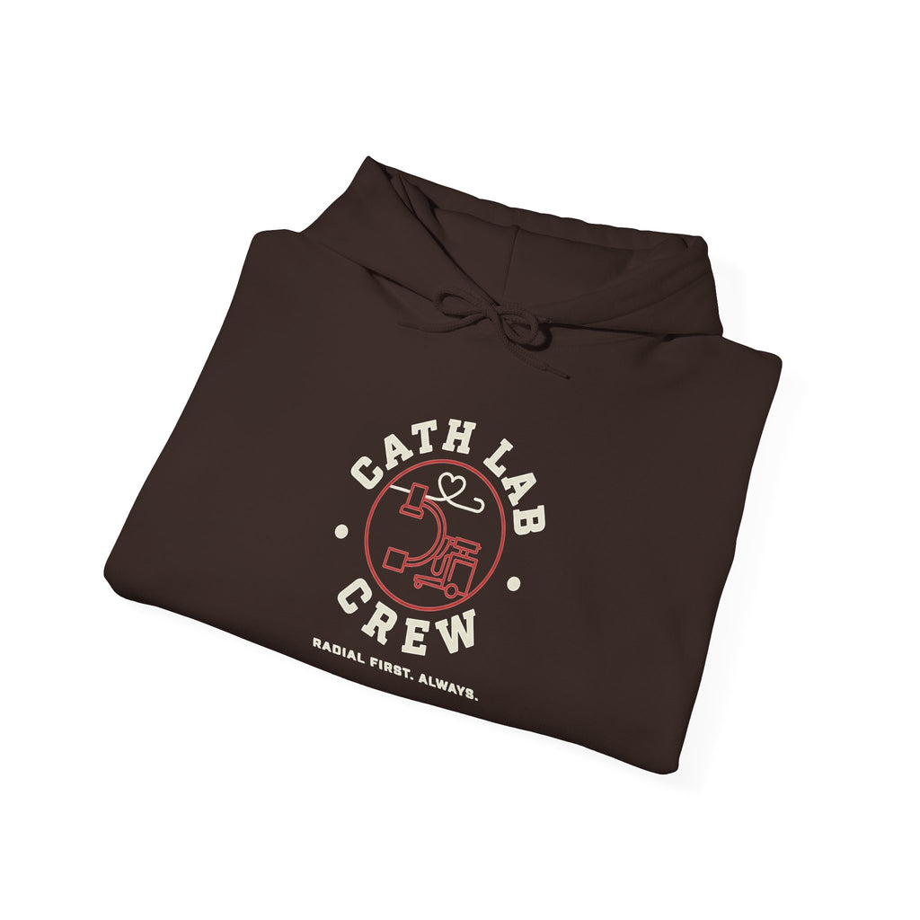 Cat Lab Crew Hoodie — Vintage Varsity Pullover with 6F Logo
