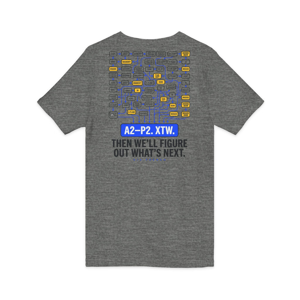 A2–P2 XTW V‑Neck Tee — Aviation/Flight Deck Flowchart Shirt
