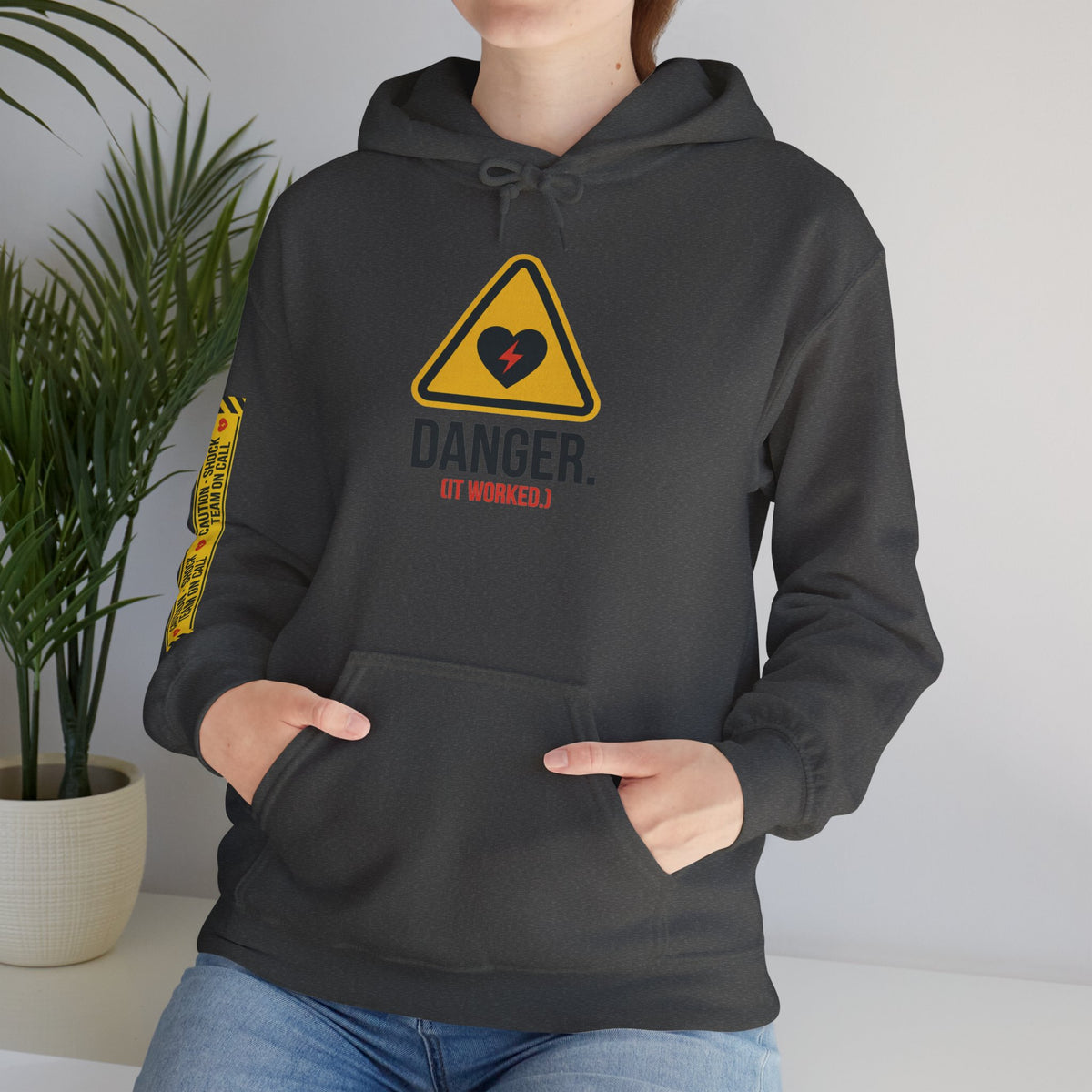 Hoodie — “Danger (Got Shocked)” Medical Humor Pullover