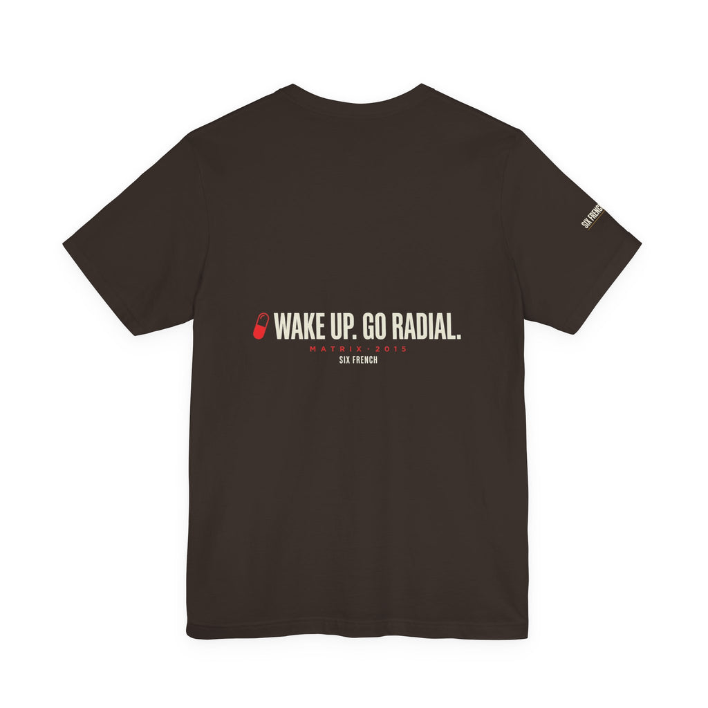Pill Pair Graphic Tee — Red & Blue Capsule Minimalist T‑Shirt