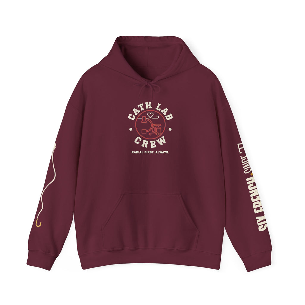 Cat Lab Crew Hoodie — Vintage Varsity Pullover with 6F Logo