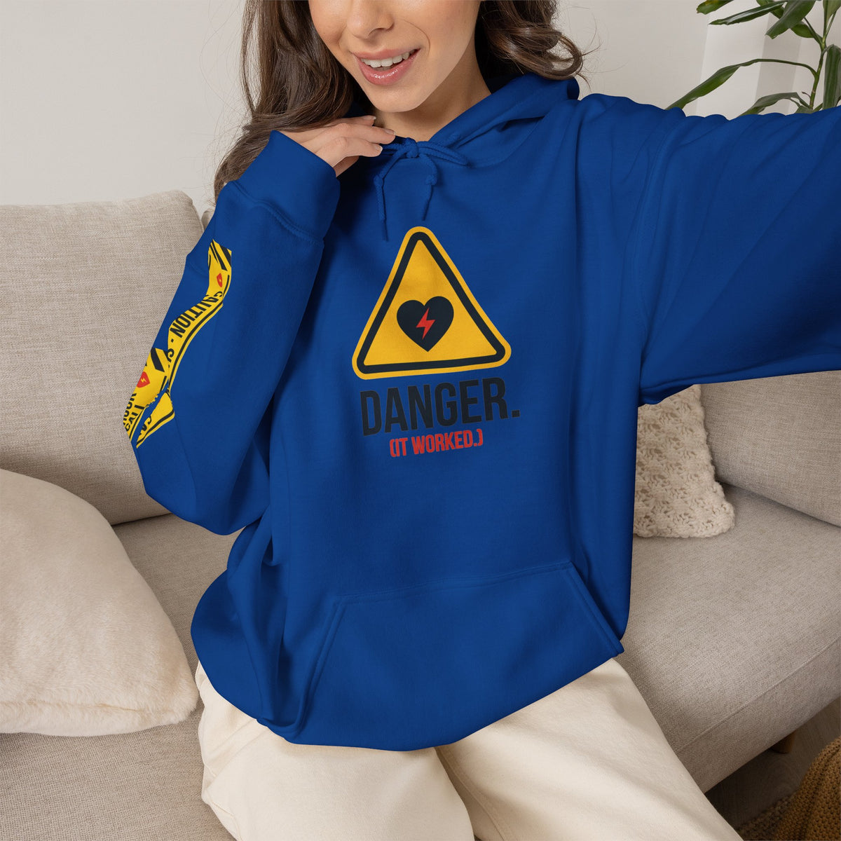 Hoodie — “Danger (Got Shocked)” Medical Humor Pullover