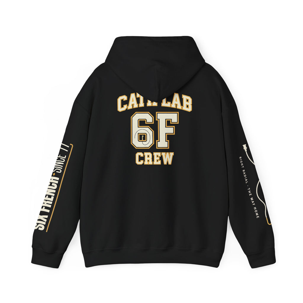 Cat Lab Crew Hoodie — Vintage Varsity Pullover with 6F Logo