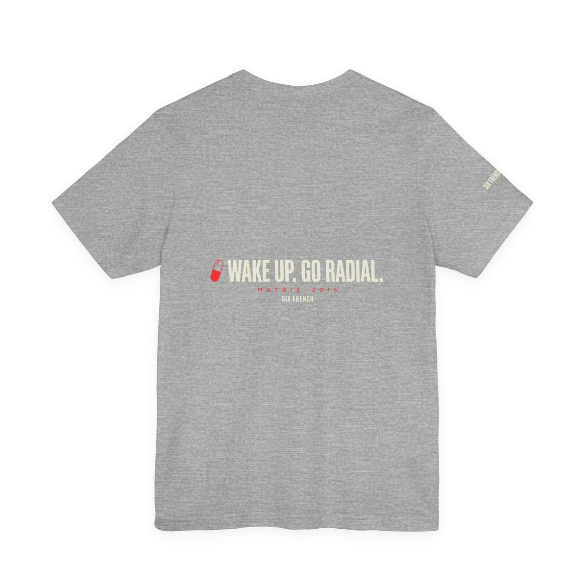 Pill Pair Graphic Tee — Red & Blue Capsule Minimalist T‑Shirt