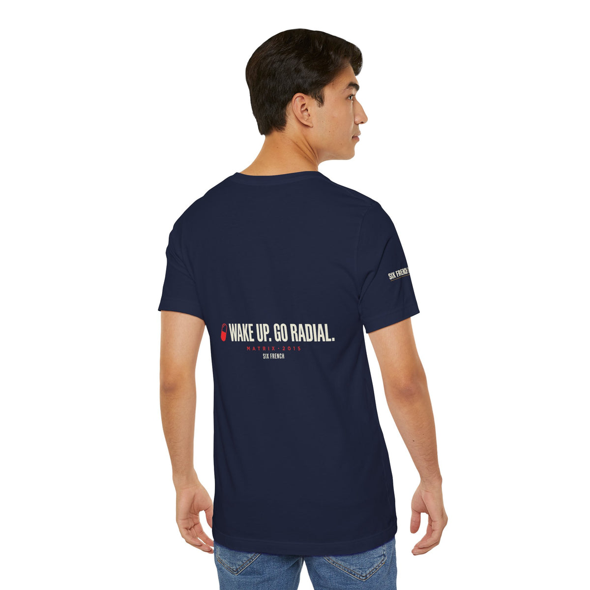 Pill Pair Graphic Tee — Red & Blue Capsule Minimalist T‑Shirt
