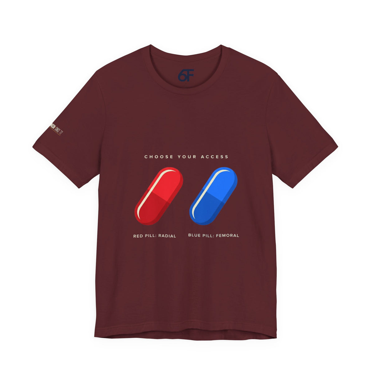 Pill Pair Graphic Tee — Red & Blue Capsule Minimalist T‑Shirt