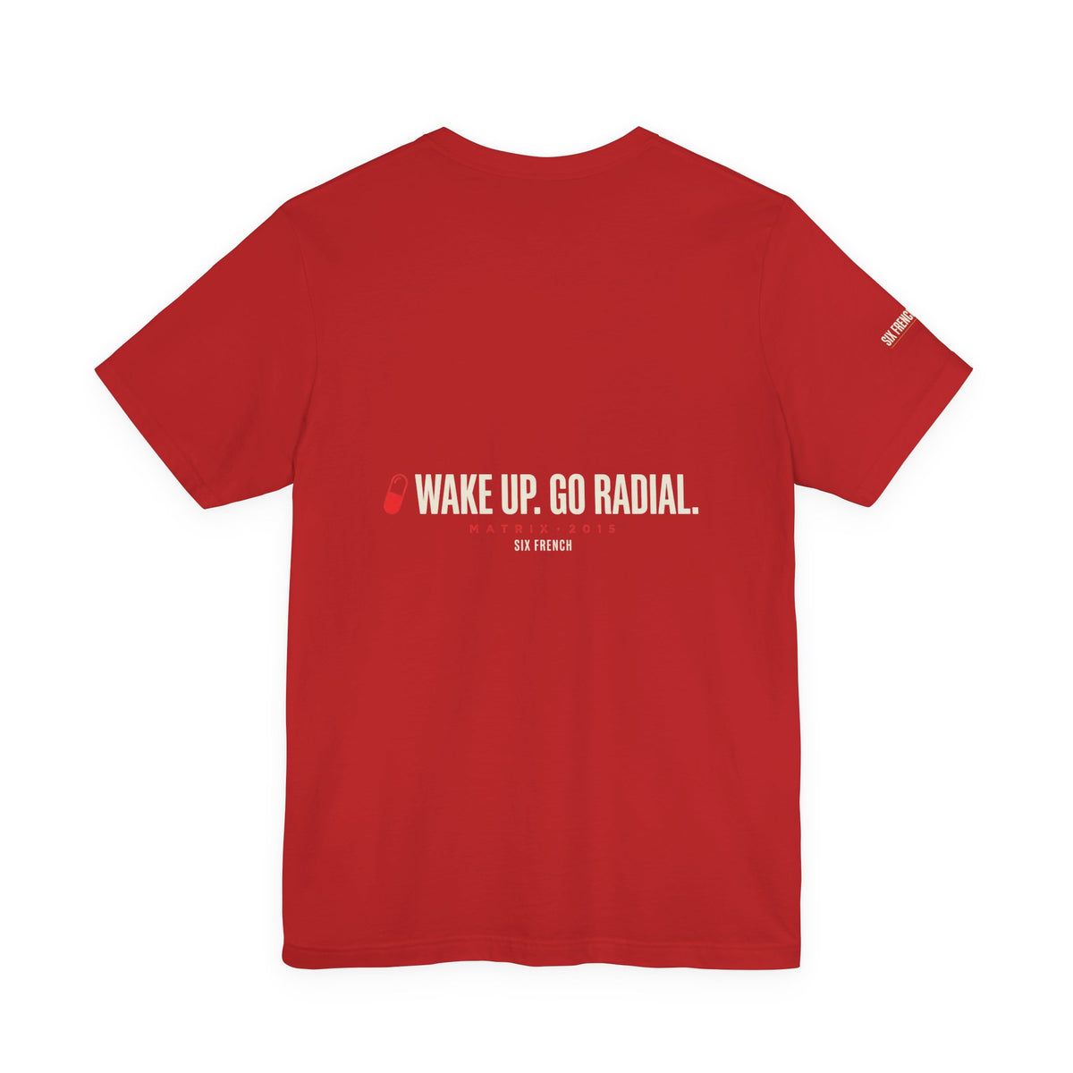 Pill Pair Graphic Tee — Red & Blue Capsule Minimalist T‑Shirt