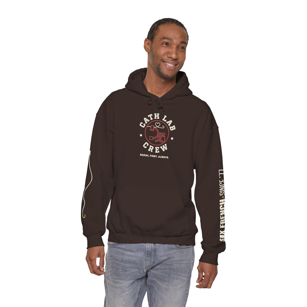 Cat Lab Crew Hoodie — Vintage Varsity Pullover with 6F Logo