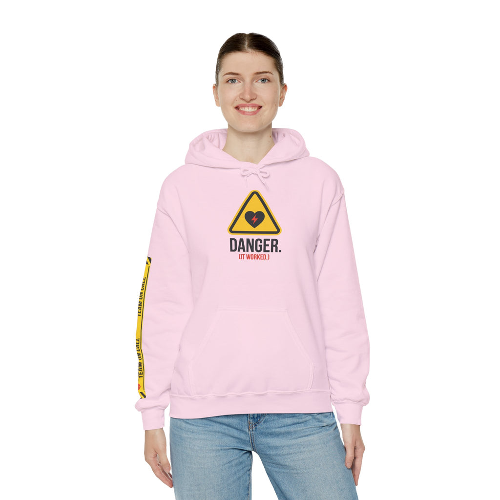 Hoodie — “Danger (Got Shocked)” Medical Humor Pullover