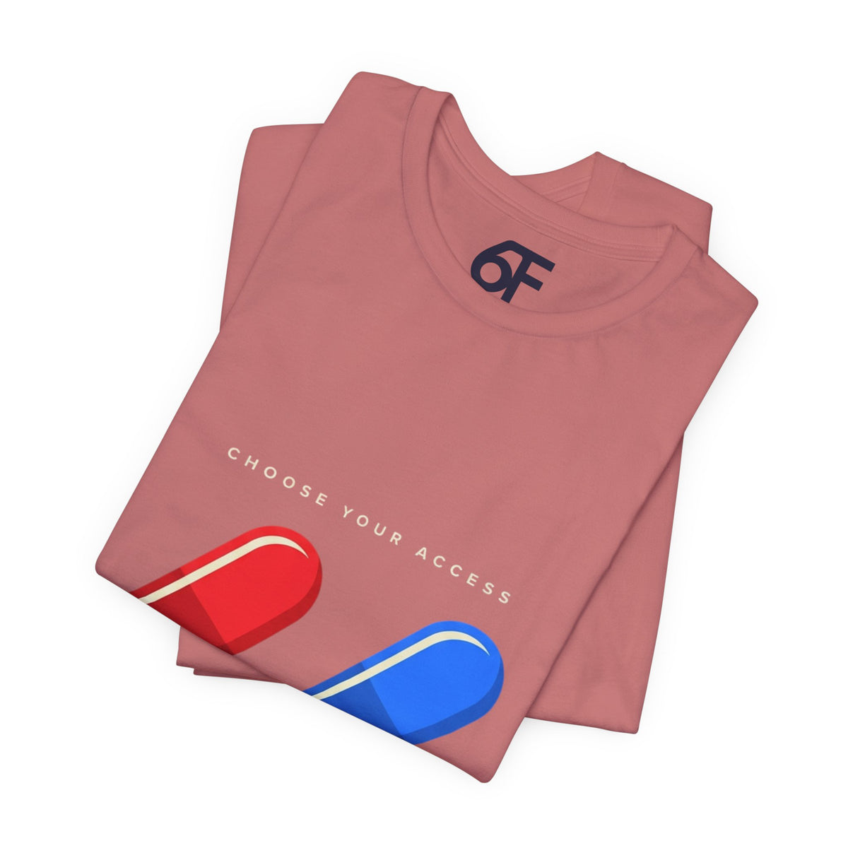 Pill Pair Graphic Tee — Red & Blue Capsule Minimalist T‑Shirt