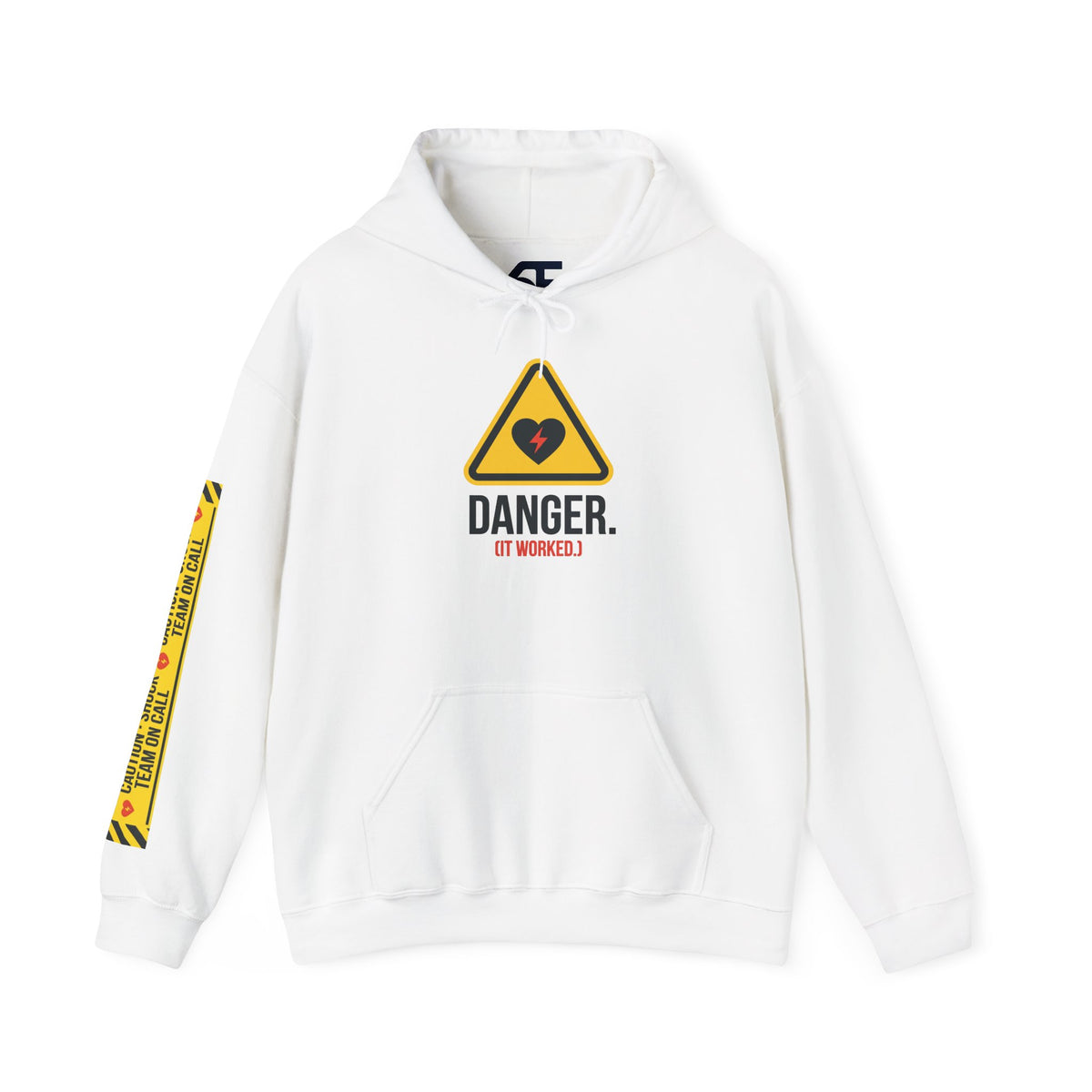 Hoodie — “Danger (Got Shocked)” Medical Humor Pullover
