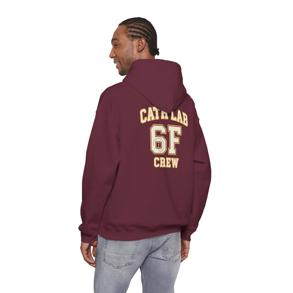 Cat Lab Crew Hoodie — Vintage Varsity Pullover with 6F Logo