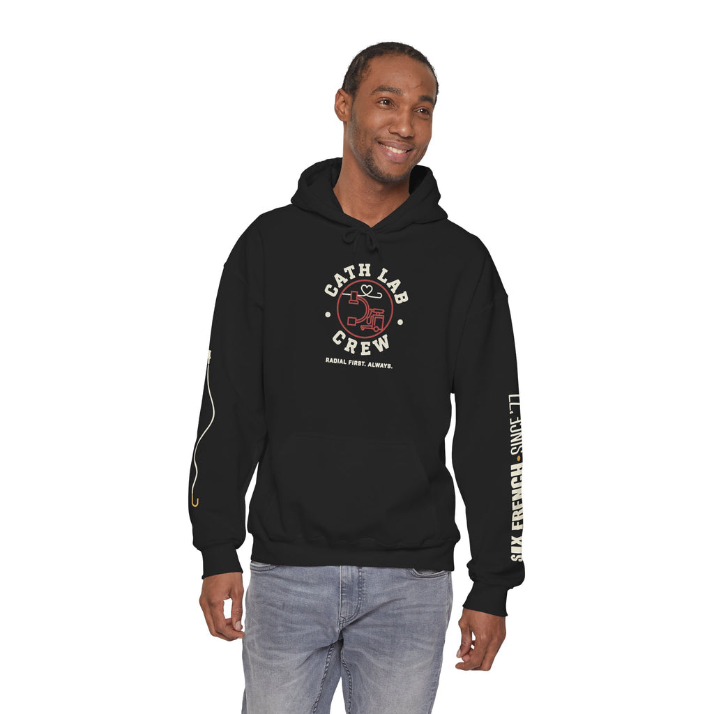 Cat Lab Crew Hoodie — Vintage Varsity Pullover with 6F Logo